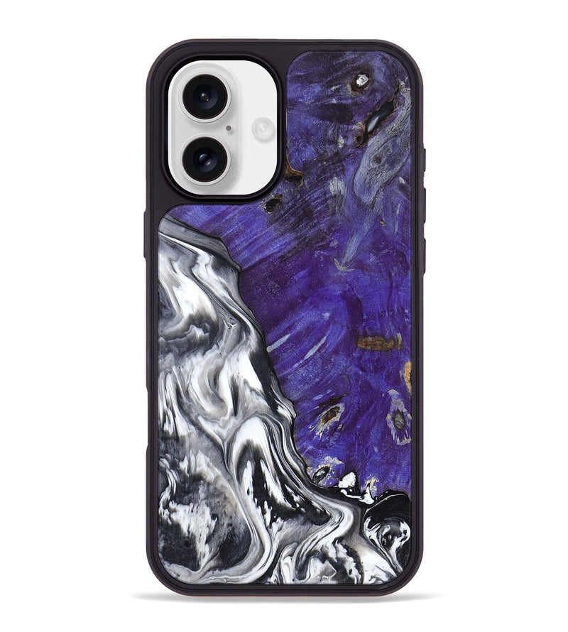 iPhone 16 Plus Wood Phone Case - Alison (Black & White, 799643)