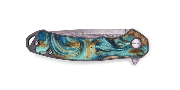EDC Wood Pocket Knife - Sharen (Teal & Gold, 799645)