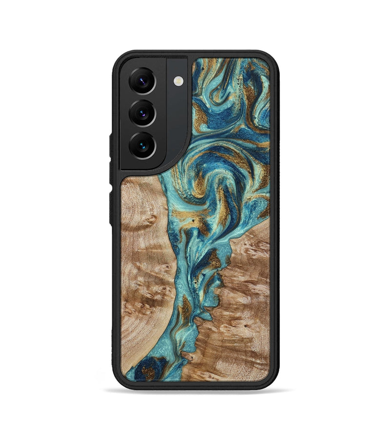 Galaxy S22 Wood Phone Case - Sharen (Teal & Gold, 799645)