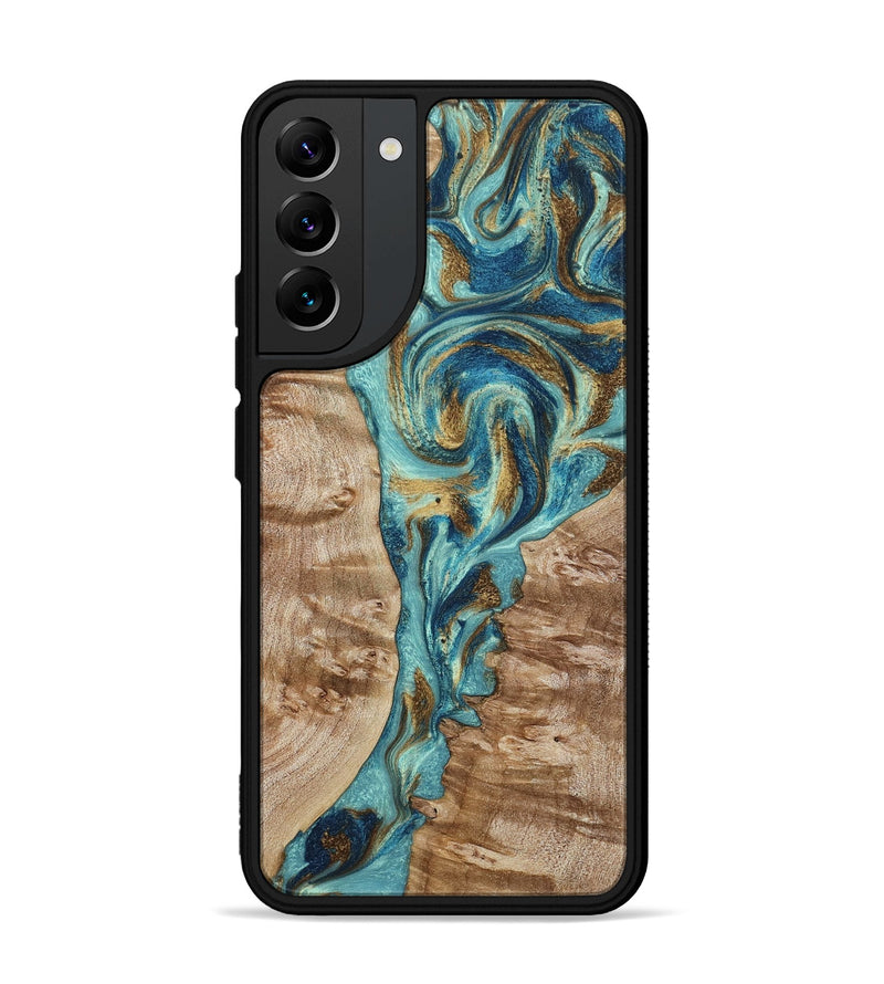 Galaxy S22 Plus Wood Phone Case - Sharen (Teal & Gold, 799645)