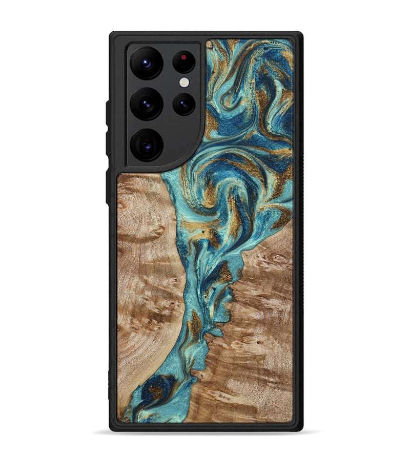 Galaxy S22 Ultra Wood Phone Case - Sharen (Teal & Gold, 799645)