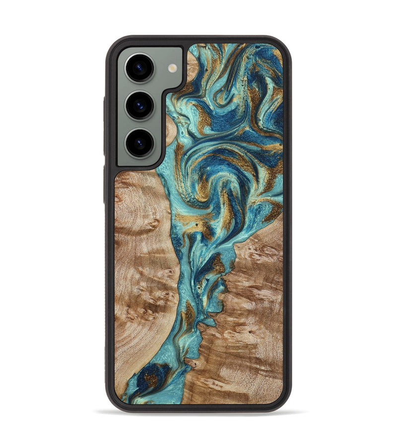 Galaxy S23 Plus Wood Phone Case - Sharen (Teal & Gold, 799645)