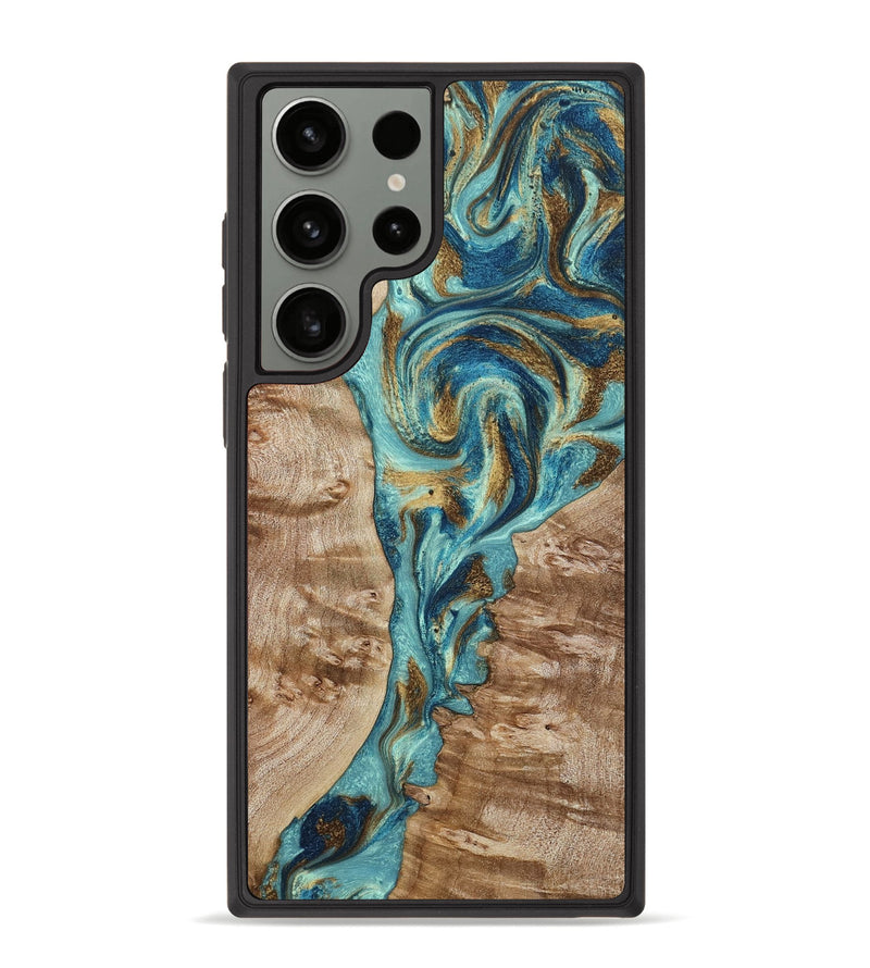 Galaxy S23 Ultra Wood Phone Case - Sharen (Teal & Gold, 799645)