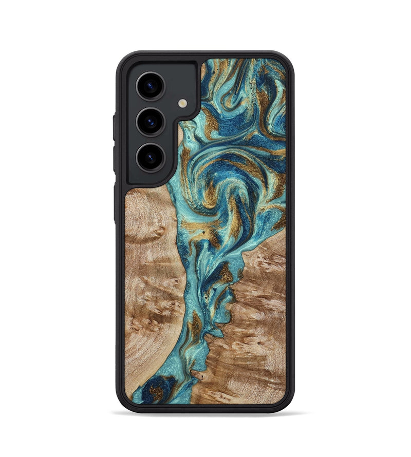 Galaxy S24 Wood Phone Case - Sharen (Teal & Gold, 799645)