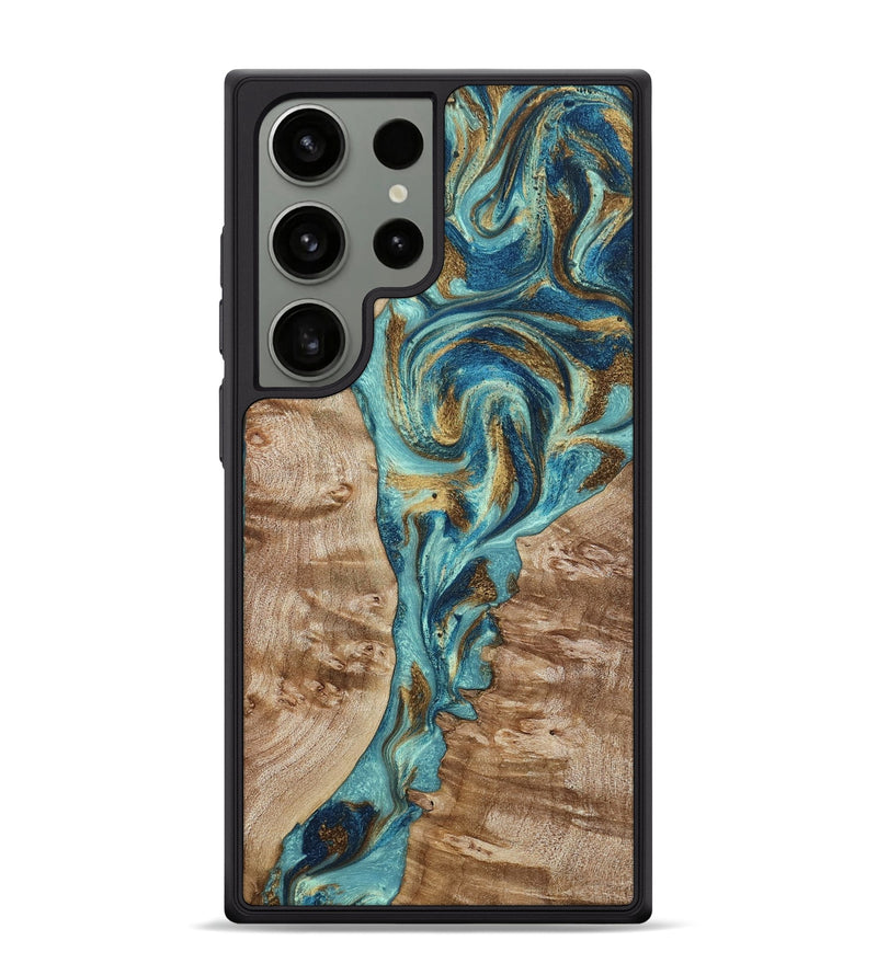 Galaxy S24 Ultra Wood Phone Case - Sharen (Teal & Gold, 799645)