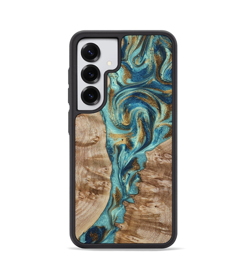 Galaxy S25 Wood Phone Case - Sharen (Teal & Gold, 799645)
