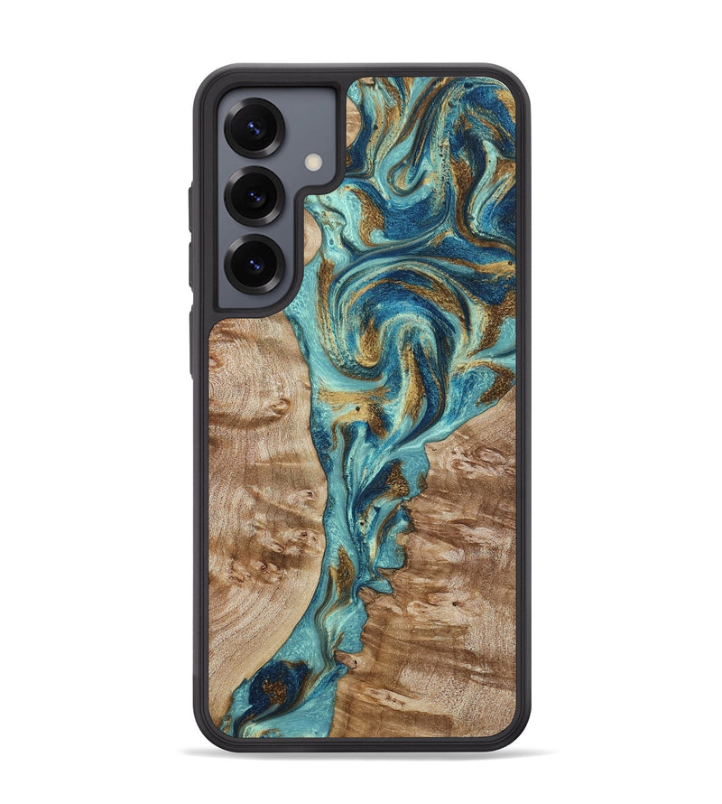Galaxy S25 Plus Wood Phone Case - Sharen (Teal & Gold, 799645)