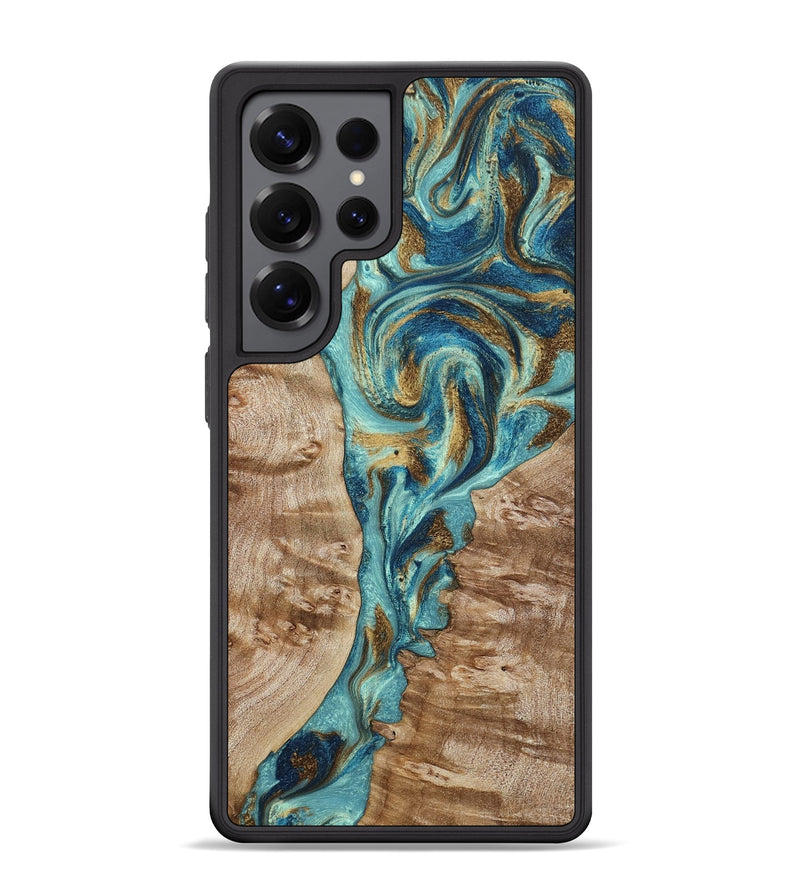 Galaxy S25 Ultra Wood Phone Case - Sharen (Teal & Gold, 799645)