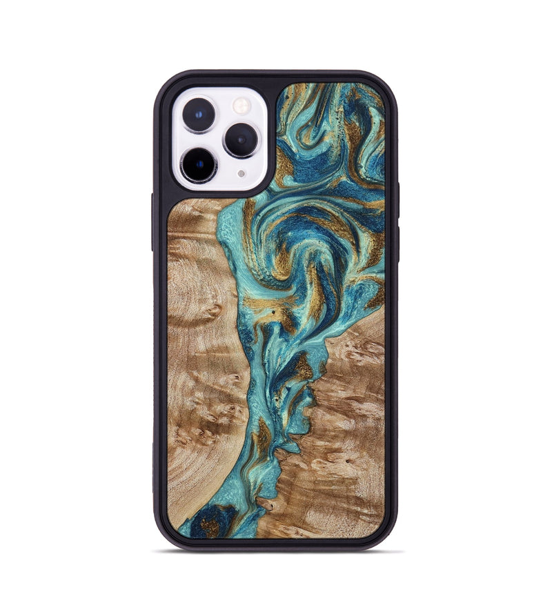 iPhone 11 Pro Wood Phone Case - Sharen (Teal & Gold, 799645)