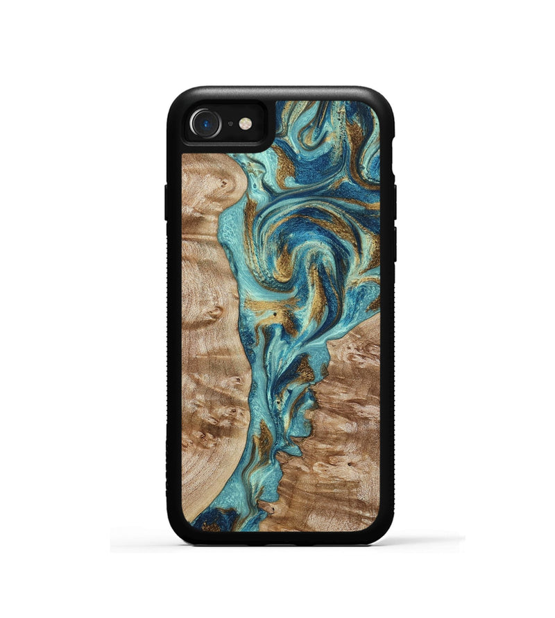 iPhone SE Wood Phone Case - Sharen (Teal & Gold, 799645)