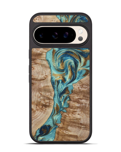 Pixel 10 Wood Phone Case - Sharen (Teal & Gold, 799645)