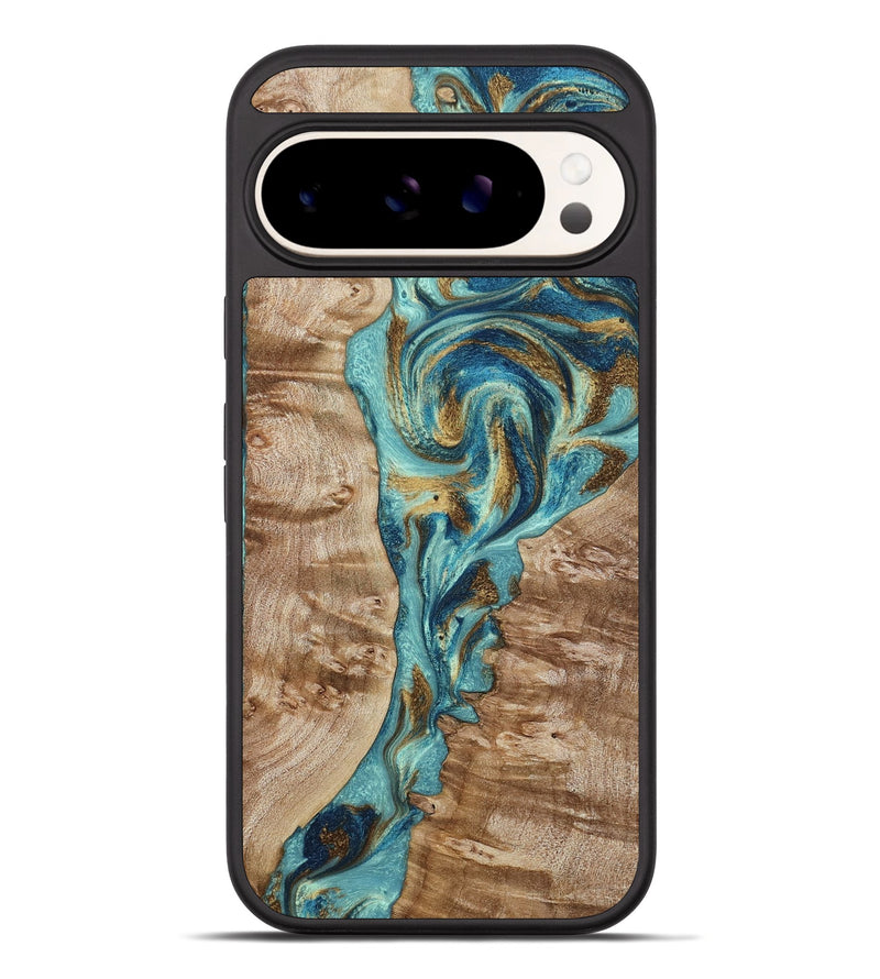 Pixel 10 Pro XL Wood Phone Case - Sharen (Teal & Gold, 799645)