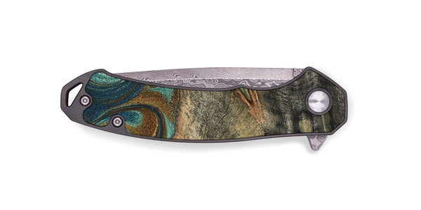 EDC Wood Pocket Knife - Malcolm (Teal & Gold, 799646)