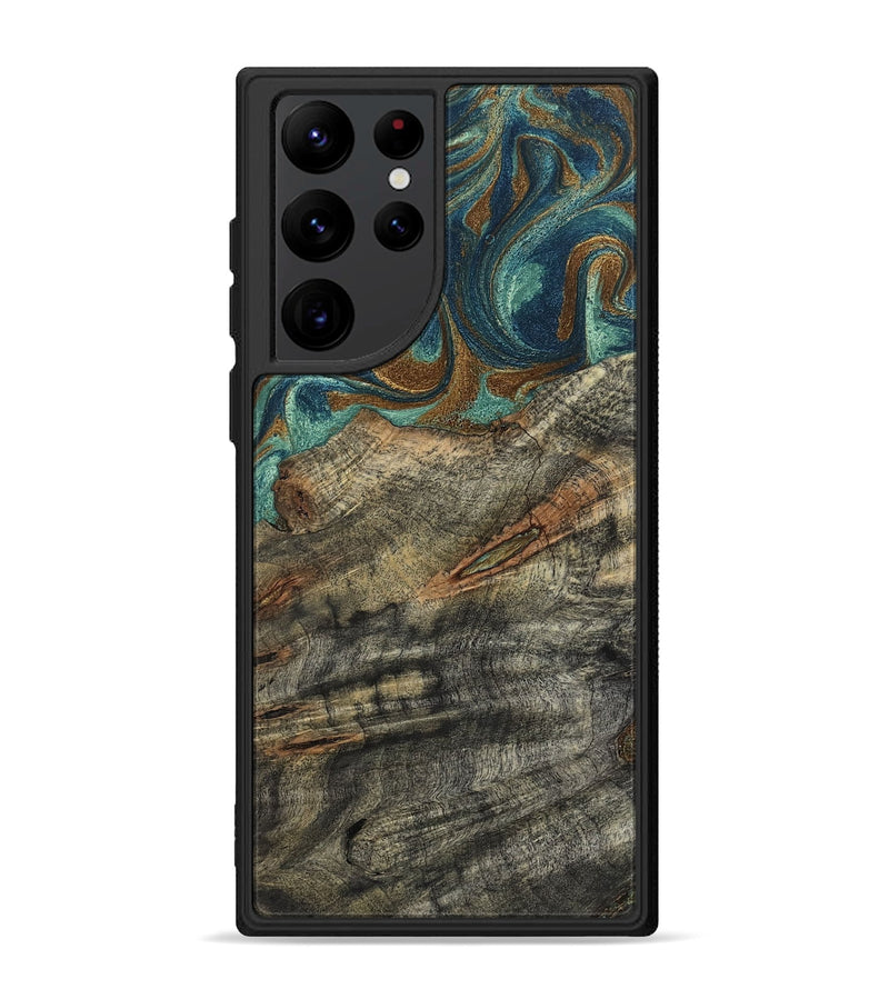 Galaxy S22 Ultra Wood Phone Case - Malcolm (Teal & Gold, 799646)