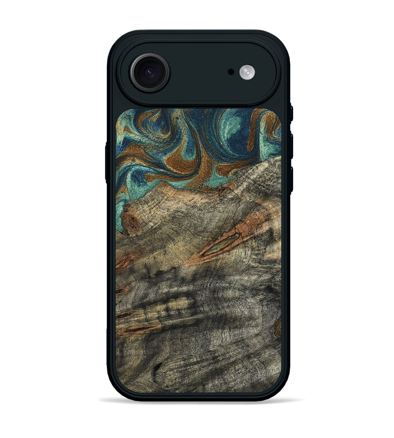 iPhone 17 Air Wood Phone Case - Malcolm (Teal & Gold, 799646)