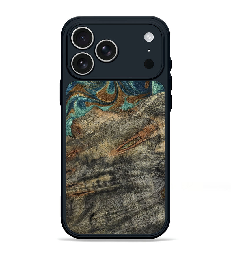 iPhone 17 Pro Max Wood Phone Case - Malcolm (Teal & Gold, 799646)