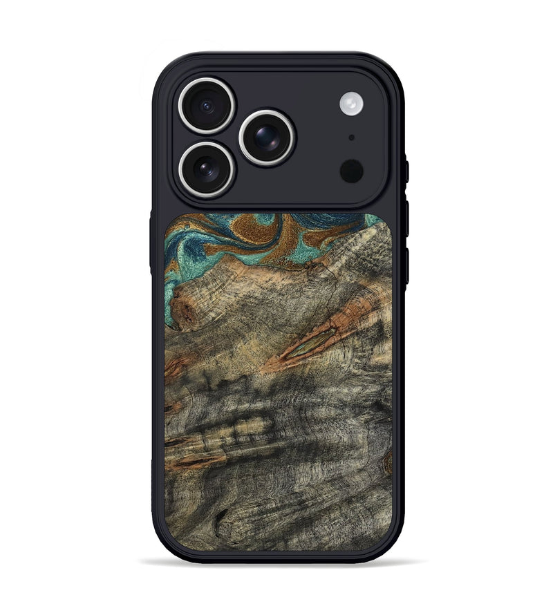 iPhone 17 Pro Wood Phone Case - Malcolm (Teal & Gold, 799646)