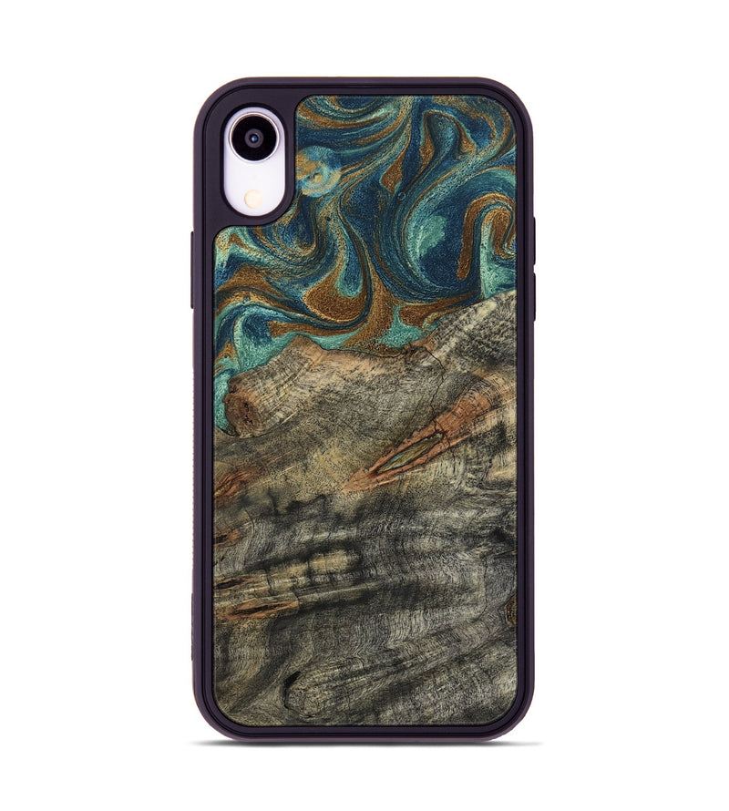 iPhone Xr Wood Phone Case - Malcolm (Teal & Gold, 799646)