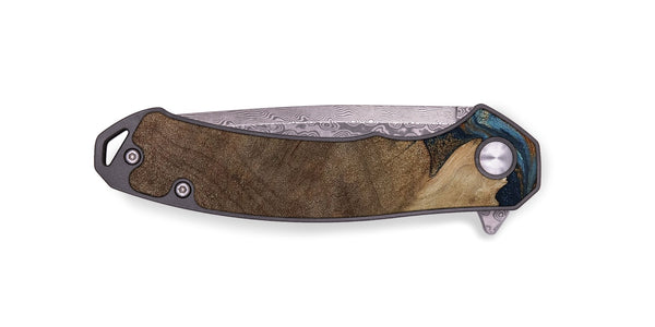 EDC Wood Pocket Knife - Zyair (Teal & Gold, 799647)