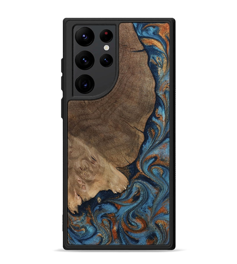 Galaxy S22 Ultra Wood Phone Case - Zyair (Teal & Gold, 799647)