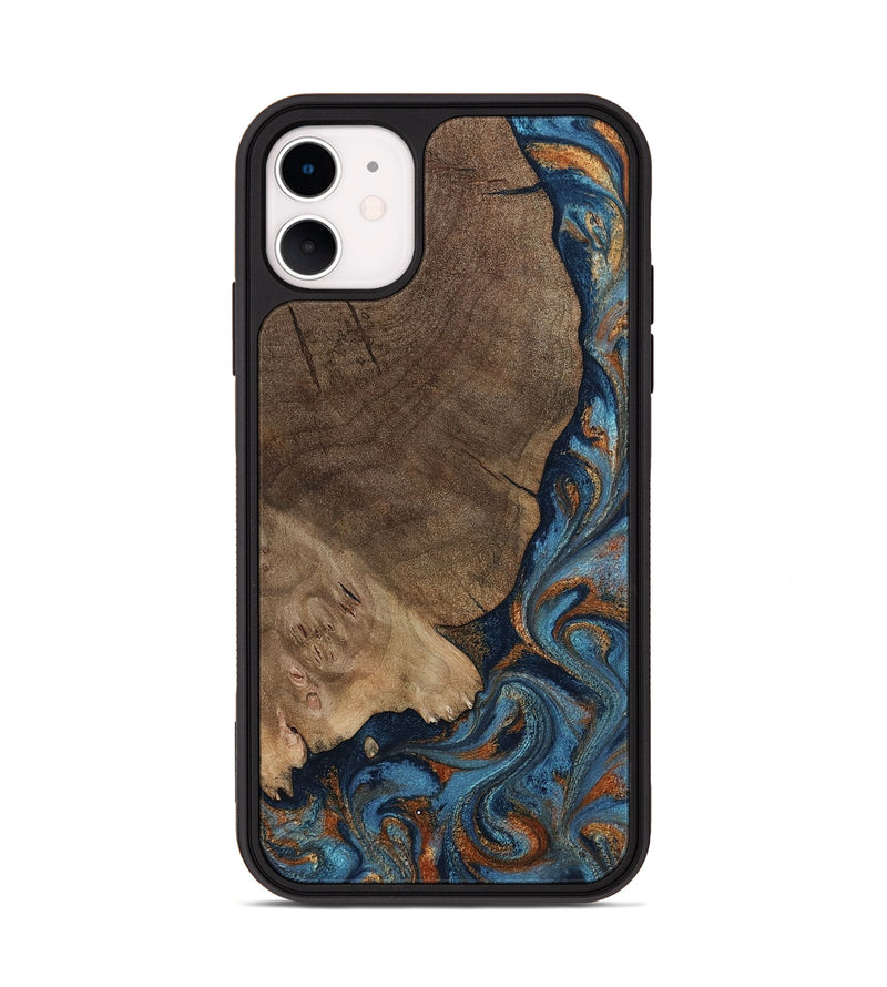 iPhone 11 Wood Phone Case - Zyair (Teal & Gold, 799647)