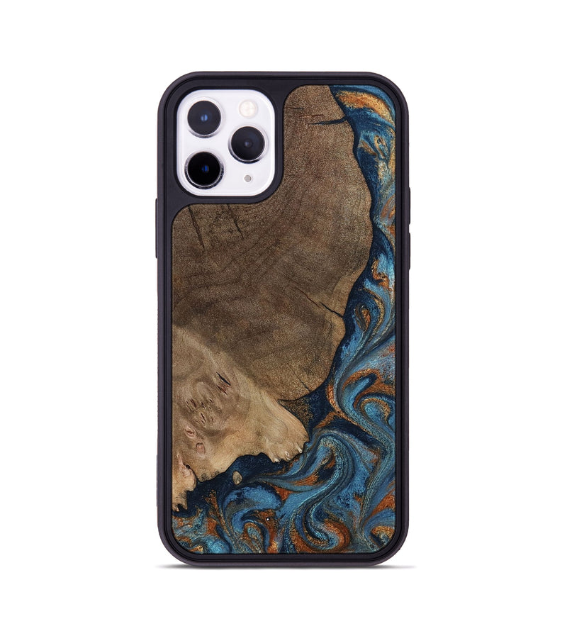 iPhone 11 Pro Wood Phone Case - Zyair (Teal & Gold, 799647)