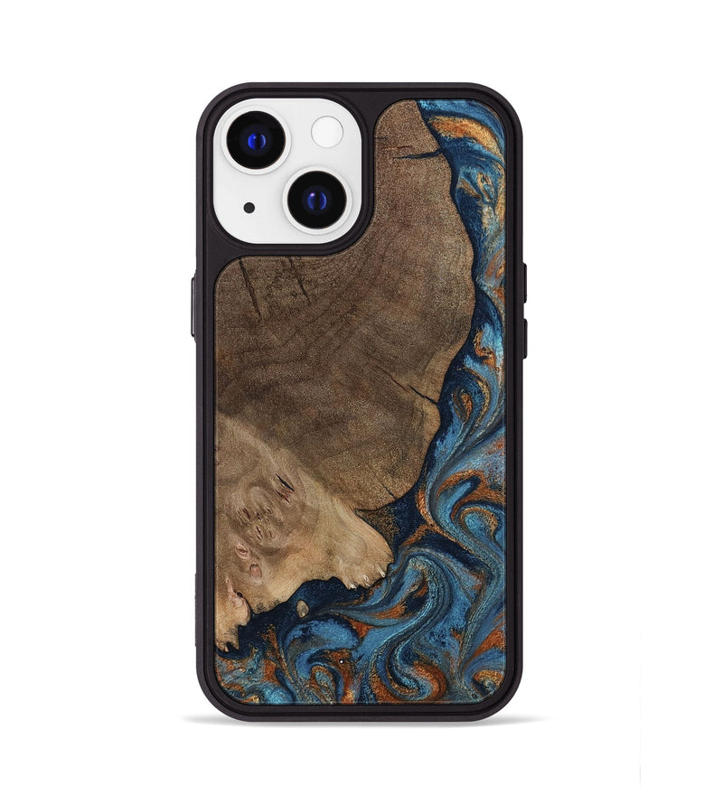 iPhone 13 Wood Phone Case - Zyair (Teal & Gold, 799647)