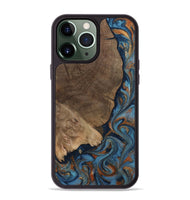 iPhone 13 Pro Max Wood Phone Case - Zyair (Teal & Gold, 799647)