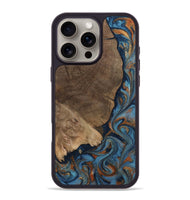 iPhone 16 Pro Max Wood Phone Case - Zyair (Teal & Gold, 799647)