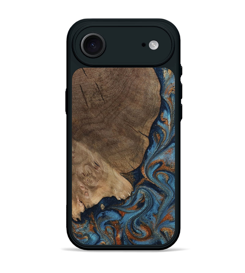 iPhone 17 Air Wood Phone Case - Zyair (Teal & Gold, 799647)