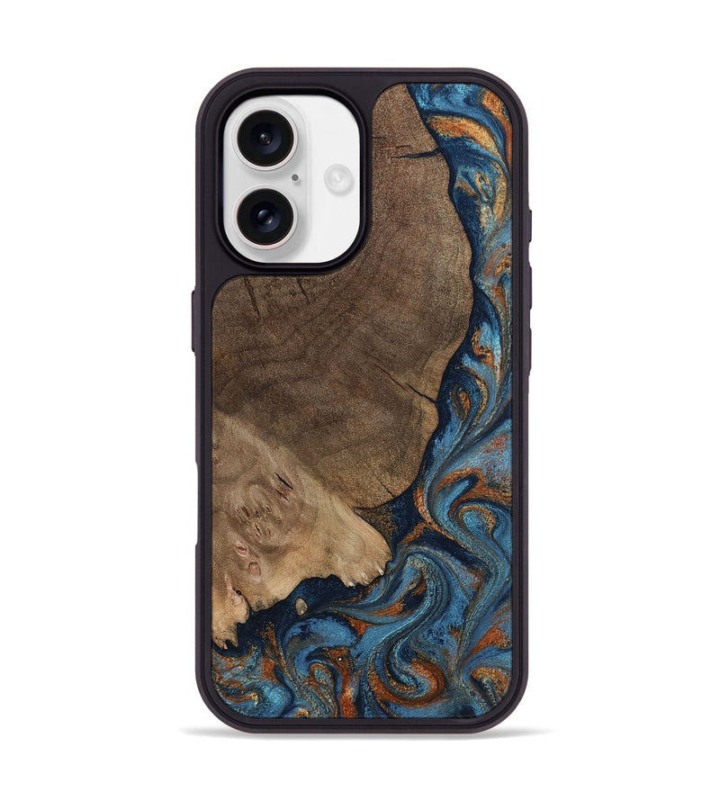 iPhone 17 Wood Phone Case - Zyair (Teal & Gold, 799647)