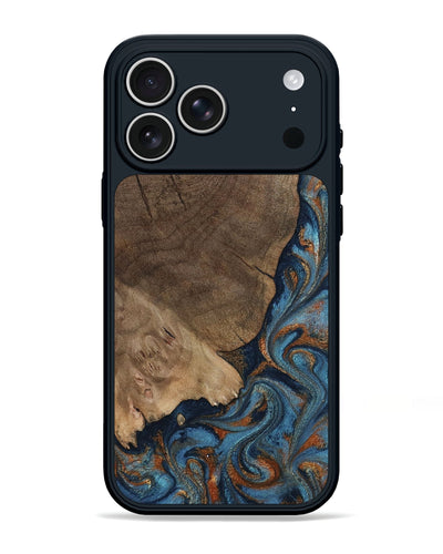 iPhone 17 Pro Max Wood Phone Case - Zyair (Teal & Gold, 799647)