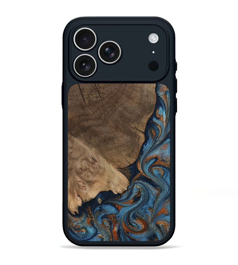 iPhone 17 Pro Max Wood Phone Case - Zyair (Teal & Gold, 799647)