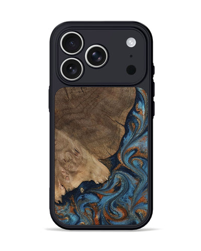 iPhone 17 Pro Wood Phone Case - Zyair (Teal & Gold, 799647)