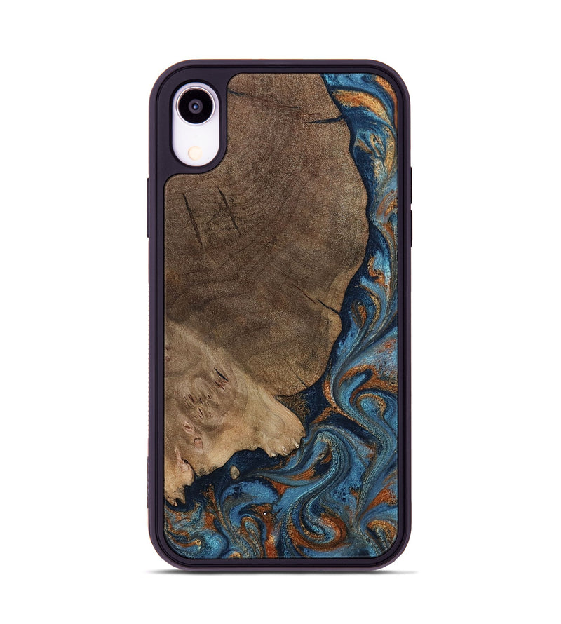 iPhone Xr Wood Phone Case - Zyair (Teal & Gold, 799647)