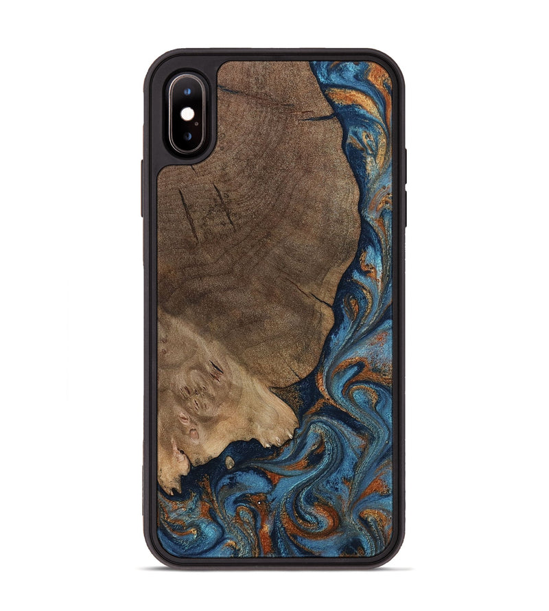 iPhone Xs Max Wood Phone Case - Zyair (Teal & Gold, 799647)