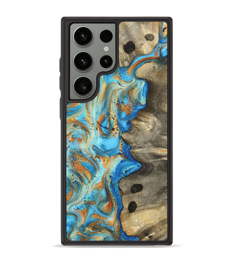 Galaxy S23 Ultra Wood Phone Case - Maritza (Teal & Gold, 799648)
