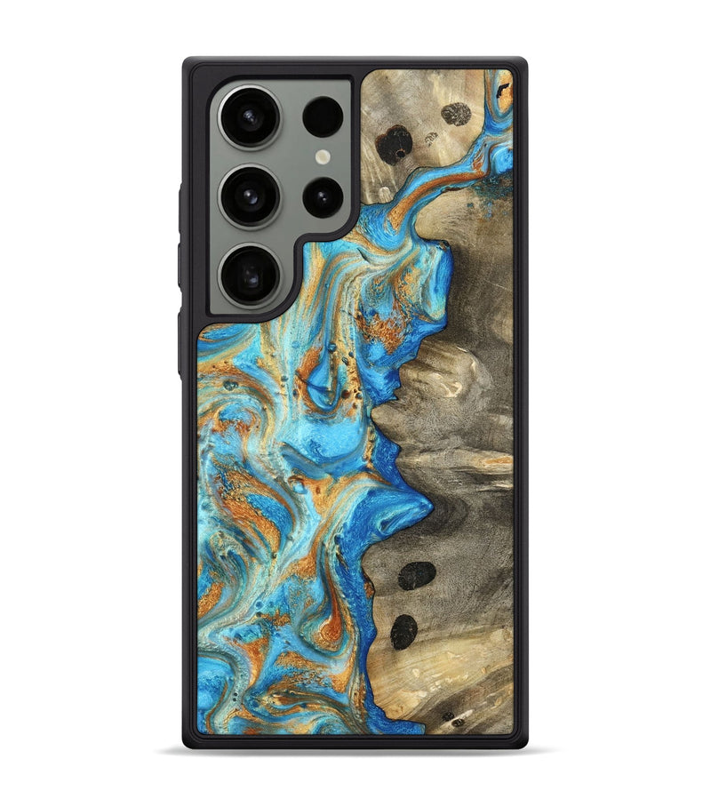 Galaxy S24 Ultra Wood Phone Case - Maritza (Teal & Gold, 799648)