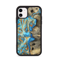iPhone 11 Wood Phone Case - Maritza (Teal & Gold, 799648)