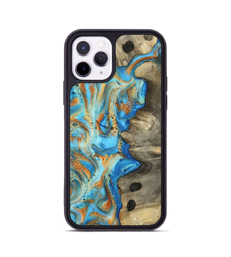 iPhone 11 Pro Wood Phone Case - Maritza (Teal & Gold, 799648)