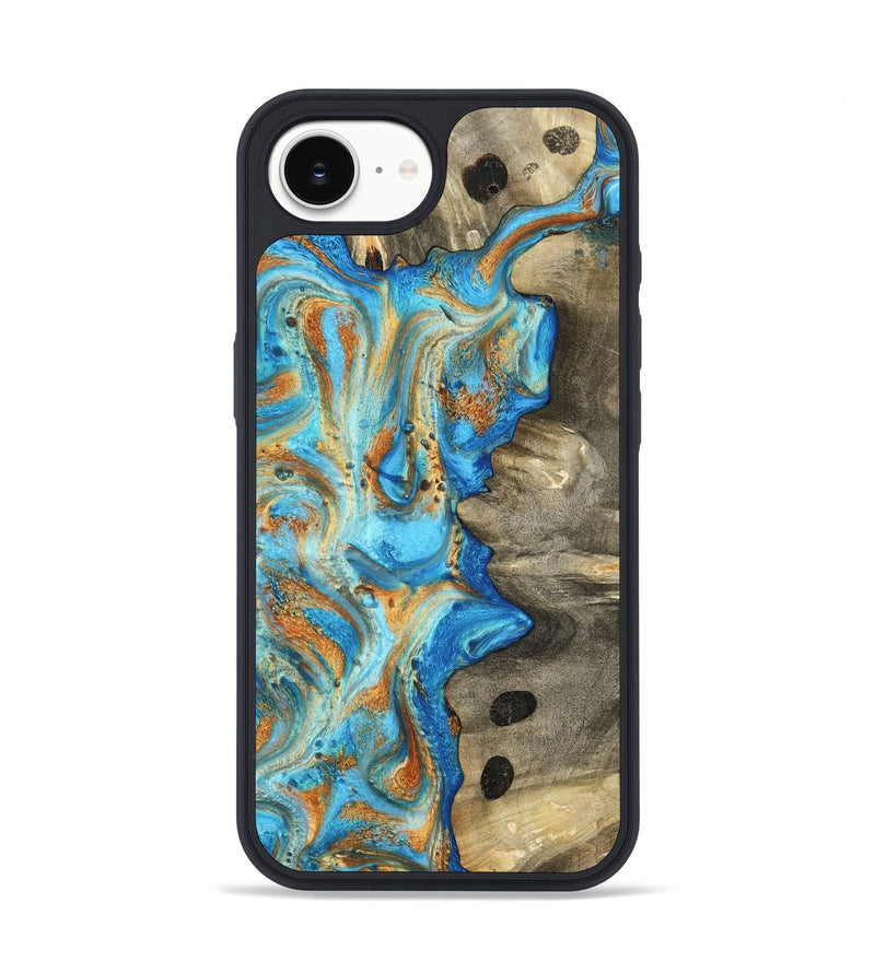 iPhone 16e Wood Phone Case - Maritza (Teal & Gold, 799648)