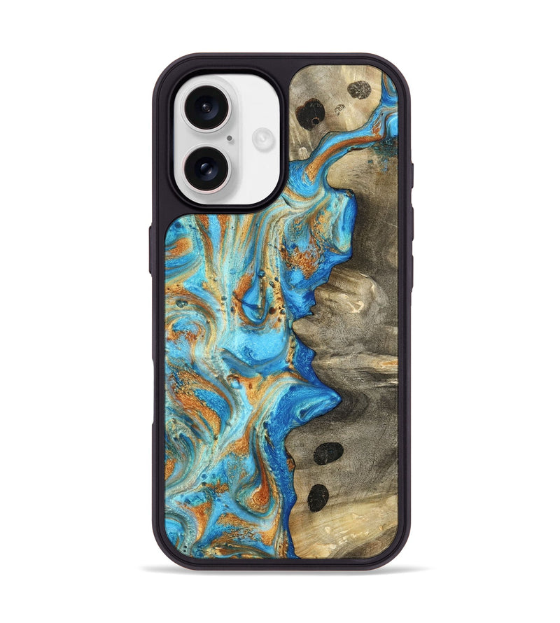iPhone 17 Wood Phone Case - Maritza (Teal & Gold, 799648)