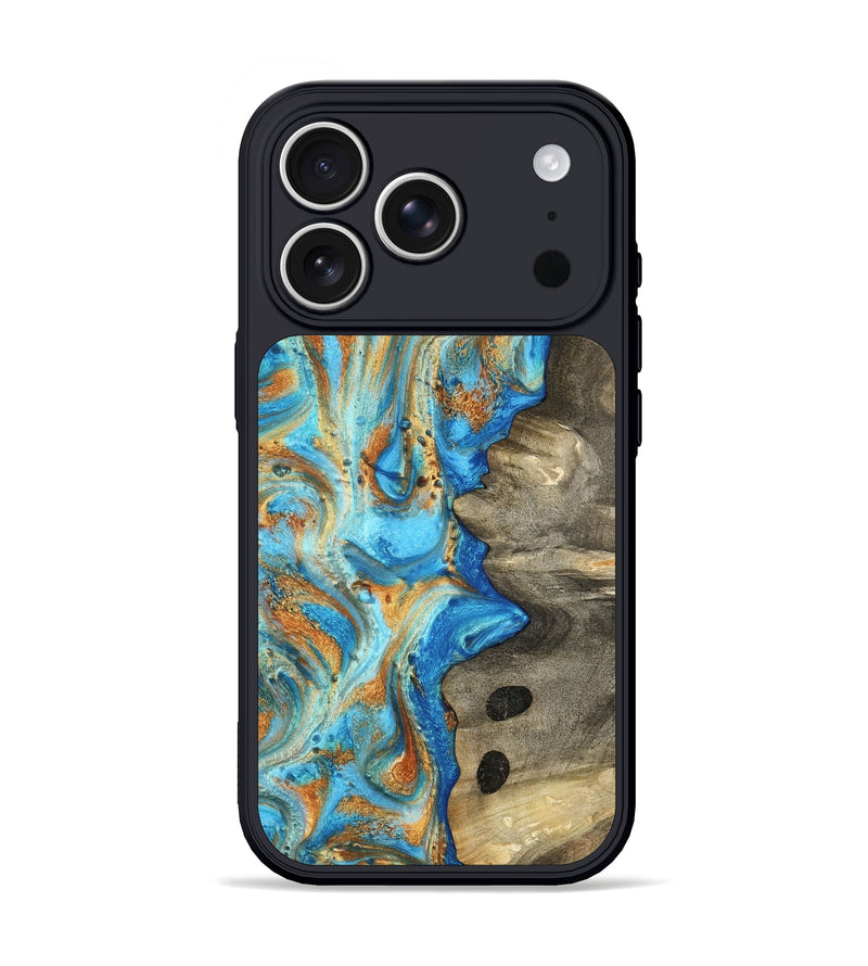 iPhone 17 Pro Wood Phone Case - Maritza (Teal & Gold, 799648)