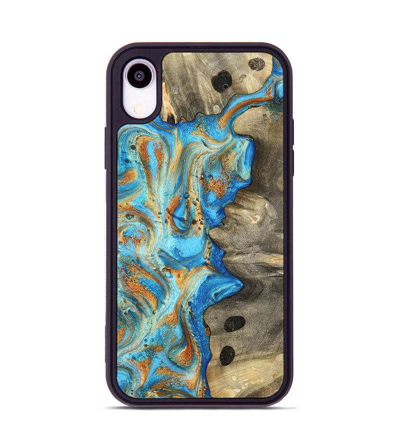 iPhone Xr Wood Phone Case - Maritza (Teal & Gold, 799648)