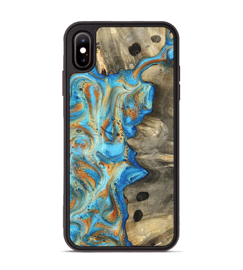 iPhone Xs Max Wood Phone Case - Maritza (Teal & Gold, 799648)