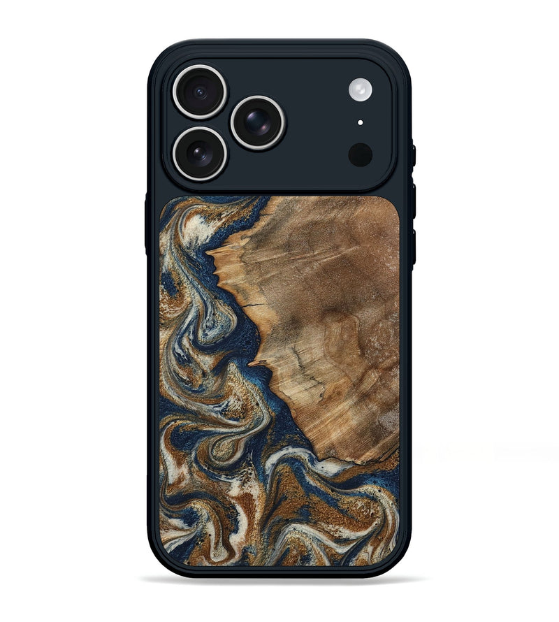 iPhone 17 Pro Max Wood Phone Case - Adalee (Teal & Gold, 799649)