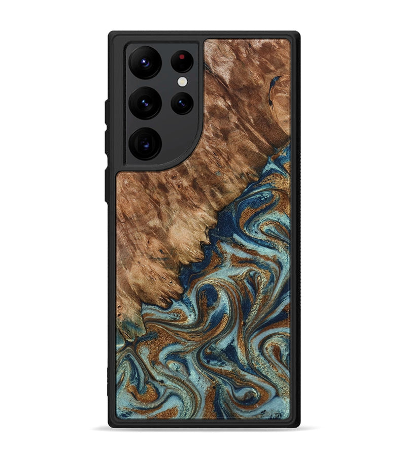 Galaxy S22 Ultra Wood Phone Case - Ailani (Teal & Gold, 799650)