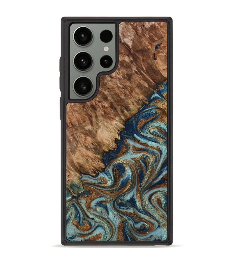 Galaxy S23 Ultra Wood Phone Case - Ailani (Teal & Gold, 799650)
