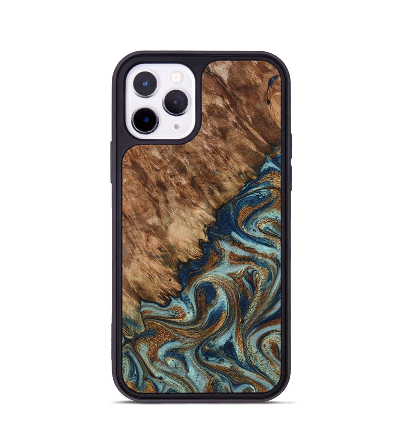 iPhone 11 Pro Wood Phone Case - Ailani (Teal & Gold, 799650)