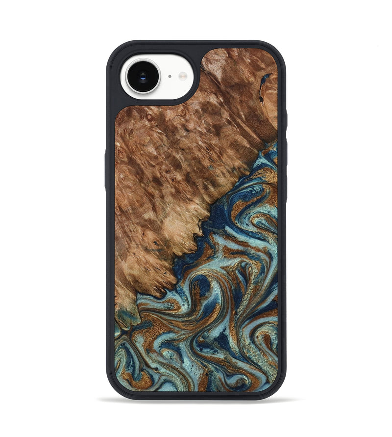 iPhone 16e Wood Phone Case - Ailani (Teal & Gold, 799650)
